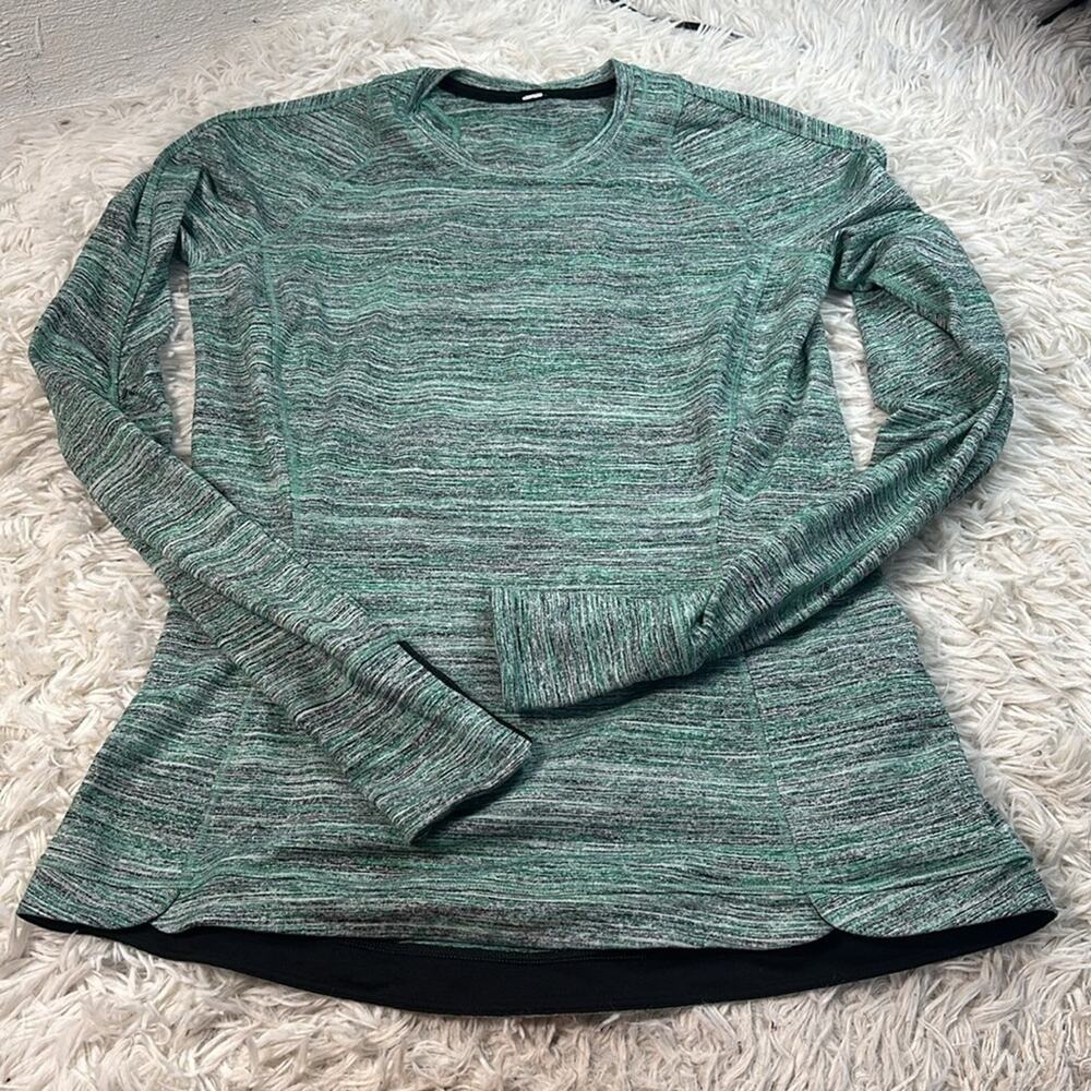 Lululemon Runderful Long Sleeve Space Dye Camo Forage Teal Black / Black